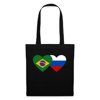 Brésil Russie Flag Coeur - Sac en tissu - noir - Devant