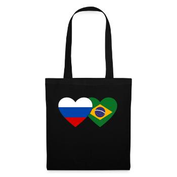 Drapeau de la Russie et du Brésil - Sac en tissu - noir - Devant