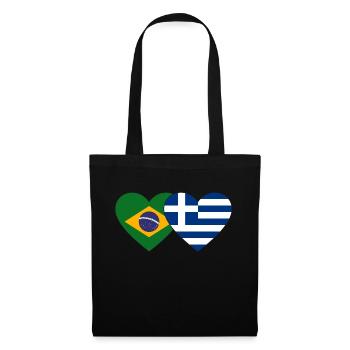 Brasilien Griechenland Flagge Herz - Stoffbeutel - Schwarz - Vorne