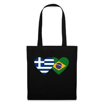 Griechenland Brasilien Flagge Herz - Stoffbeutel - Schwarz - Vorne