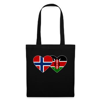 Norwegen Kenia Flagge Herz - Stoffbeutel - Schwarz - Vorne
