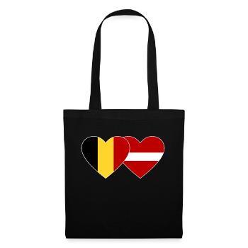 Belgium Latvia Flag Heart - Tote Bag - black - Front