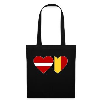 Lettland Belgien Flagge Herz - Stoffbeutel - Schwarz - Vorne