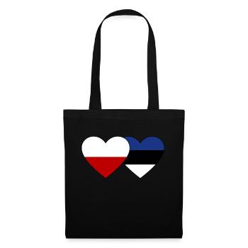 Poland Estonia flag heart - Tote Bag - black - Front