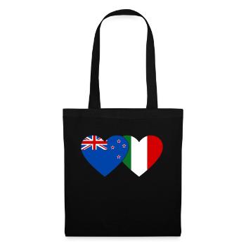 New Zealand Italy Flag Heart - Tote Bag - black - Front