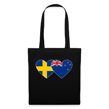 Schweden Neuseeland Flagge Herz - Stoffbeutel - Schwarz - Vorne