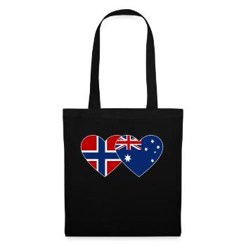 Norwegen Australien Flagge Herz - Stoffbeutel - Schwarz - Vorne