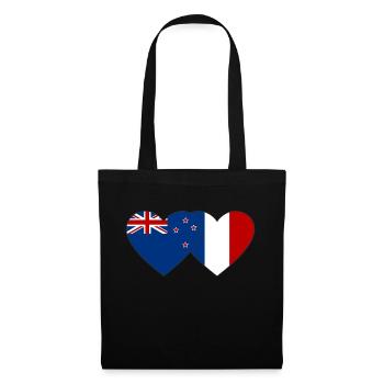 Nouvelle-Zélande France Drapeau Coeur - Sac en tissu - noir - Devant