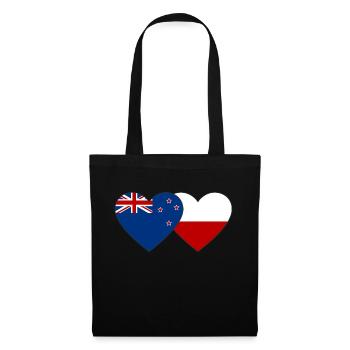 New Zealand Poland Flag Heart - Tote Bag - black - Front