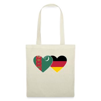 Turkmenistan Deutschland Flagge Herz - Stoffbeutel - Natur - Vorne