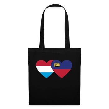 Luxemburg Liechtenstein Flagge Herz - Stoffbeutel - Schwarz - Vorne