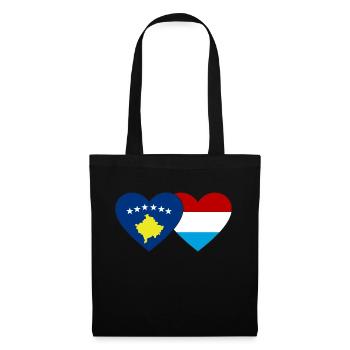 Kosovo Luxemburg Flagge Herz - Stoffbeutel - Schwarz - Vorne