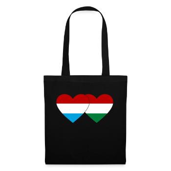 Luxemburg Ungarn Flagge Herz - Stoffbeutel - Schwarz - Vorne