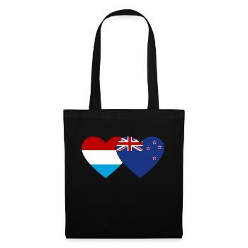 Luxemburg Neuseeland Flagge Herz - Stoffbeutel - Schwarz - Vorne
