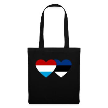 Luxembourg Estonia Flag Heart - Tote Bag - black - Front