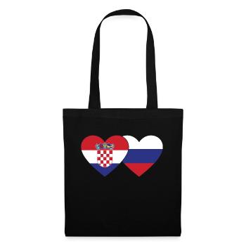 Croatie Russie drapeau coeur - Sac en tissu - noir - Devant