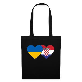 Ukraine Croatia flag heart - Tote Bag - black - Front
