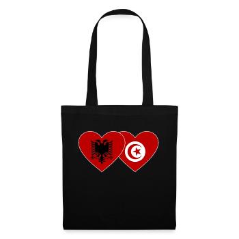 Albania Tunisia Flag Heart - Tote Bag - black - Front