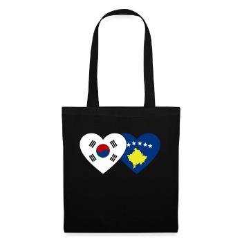 Südkorea Kosovo Flagge Herz - Stoffbeutel - Schwarz - Vorne