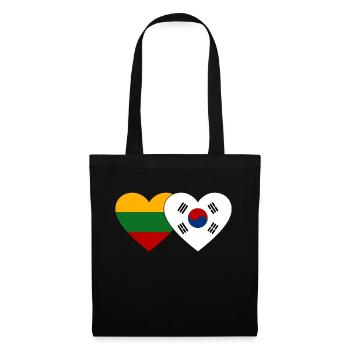 Lithuania South Korea Flag Heart - Tote Bag - black - Front