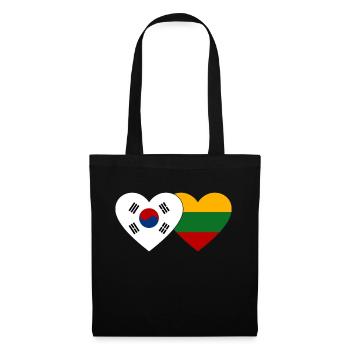 Südkorea Litauen Flagge Herz - Stoffbeutel - Schwarz - Vorne