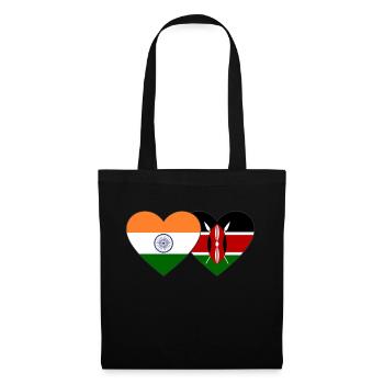 Indien Kenia Flagge Herz - Stoffbeutel - Schwarz - Vorne