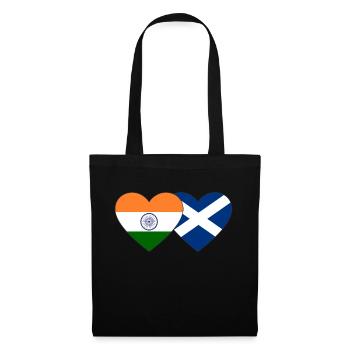 Indien Schottland Flagge Herz - Stoffbeutel - Schwarz - Vorne