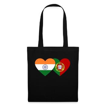 India Portugal Flag Heart - Tote Bag - black - Front