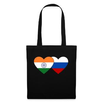 India Russia Flag Heart - Tote Bag - black - Front