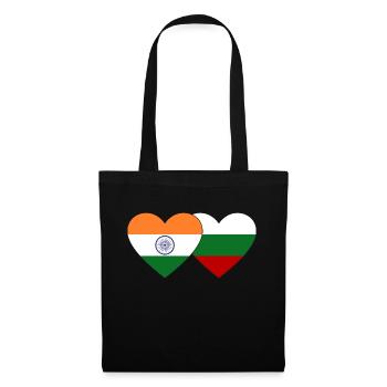 Indien Bulgarien Flagge Herz - Stoffbeutel - Schwarz - Vorne