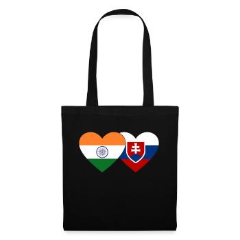 Indien Slowakei Flagge Herz - Stoffbeutel - Schwarz - Vorne