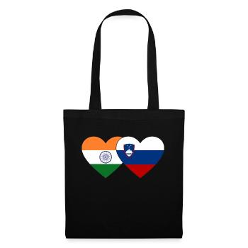 India Slovenia Flag Heart - Tote Bag - black - Front