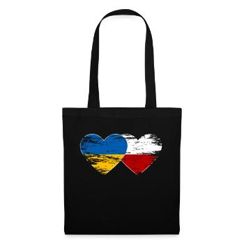 Ukraine Pologne drapeau coeur utilisé - Sac en tissu - noir - Devant