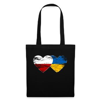 Pologne Ukraine drapeau cœur utilisé - Sac en tissu - noir - Devant