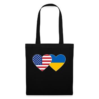 États-Unis Ukraine Flag Heart - Sac en tissu - noir - Devant