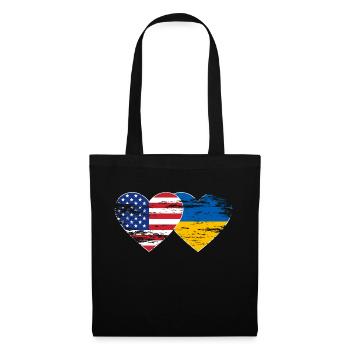 USA Ukraine flag heart used - Tote Bag - black - Front