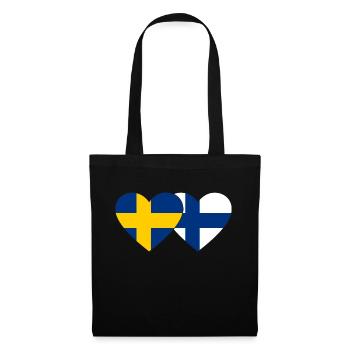 Suède Finlande Drapeau Coeur - Sac en tissu - noir - Devant