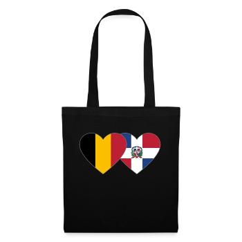 Belgique République dominicaine Flag Heart - Sac en tissu - noir - Devant