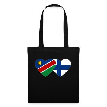 Namibia Finnland Flagge Herz - Stoffbeutel - Schwarz - Vorne