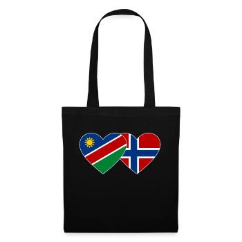 Namibia Norwegen Flagge Herz - Stoffbeutel - Schwarz - Vorne