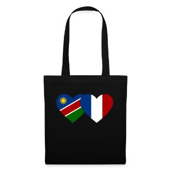 Namibia Frankreich Flagge Herz - Stoffbeutel - Schwarz - Vorne