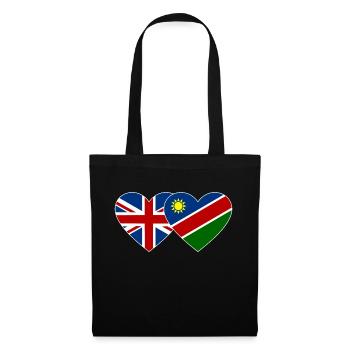 Großbritannien Namibia Flagge Herz - Stoffbeutel - Schwarz - Vorne