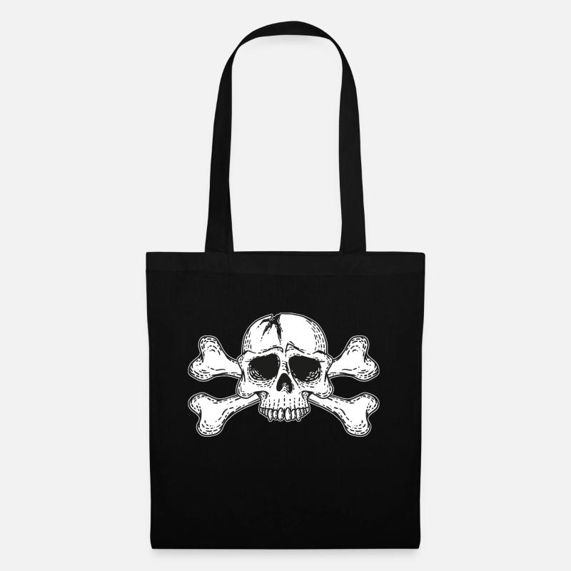 skull with bones - Tote Bag - black