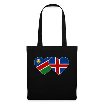 Namibia Island Flagge Herz - Stoffbeutel - Schwarz - Vorne