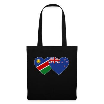 Tunesien Neuseeland Flagge Herz - Stoffbeutel - Schwarz - Vorne