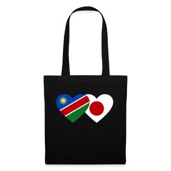 Namibia Japan Flagge Herz - Stoffbeutel - Schwarz - Vorne