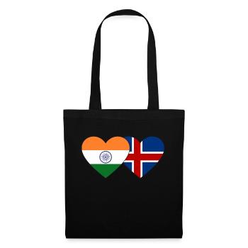 Indien Island Flagge Herz - Stoffbeutel - Schwarz - Vorne