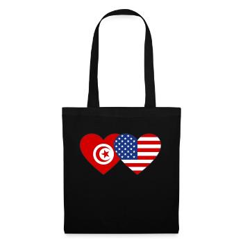 Tunisie USA Flag Coeur - Sac en tissu - noir - Devant