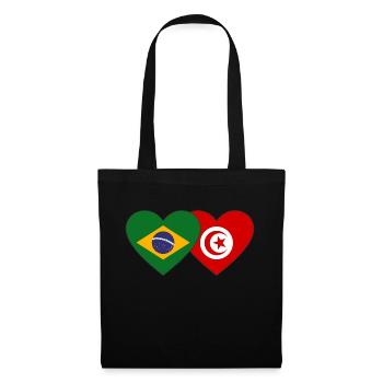 Brésil Tunisie Flag Coeur - Sac en tissu - noir - Devant