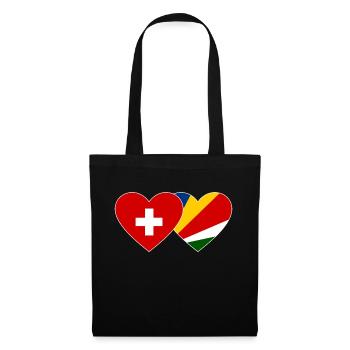 Suisse Seychelles drapeau coeur - Sac en tissu - noir - Devant